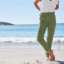 Load image into Gallery viewer, Khaki Green Casual Chino Cotton Taper Trousers