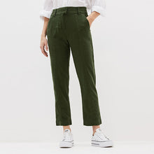 Load image into Gallery viewer, Khaki Green Linen Blend Taper Trousers