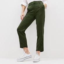 Load image into Gallery viewer, Khaki Green Linen Blend Taper Trousers
