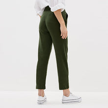 Load image into Gallery viewer, Khaki Green Linen Blend Taper Trousers