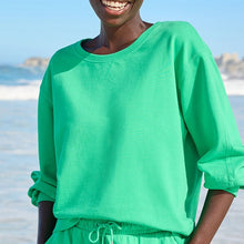 Load image into Gallery viewer, Fluro Green Drop Shoulder Stitch Detail Sweatshirt