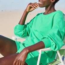 Load image into Gallery viewer, Fluro Green Drop Shoulder Stitch Detail Sweatshirt