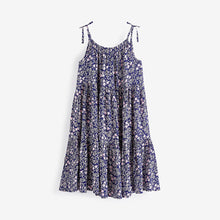 Load image into Gallery viewer, Navy Blue Ditsy Tiered Strappy Dress (3-12yrs)