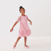 Load image into Gallery viewer, TIERED MESH PINK(5-12yrs)
