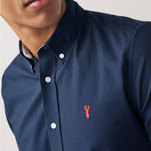 Load image into Gallery viewer, Navy Blue Regular Fit Long Sleeve Oxford Shirt