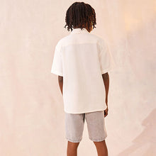 Load image into Gallery viewer, Ecru White 100% Cotton Short Sleeve Textured Shirt