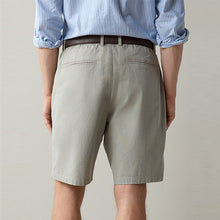 Load image into Gallery viewer, Sage Green Belted 7 Inch Chino Shorts