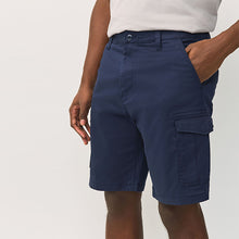 Load image into Gallery viewer, Blue Ink Stretch Cotton Rich Cargo Shorts