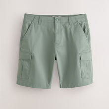 Load image into Gallery viewer, Green Sage Stretch Cotton Rich Cargo Shorts