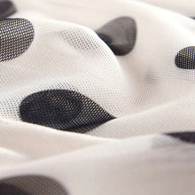 Load image into Gallery viewer, Ecru/Black Polka Dot Ruched Long Sleeved Mesh Top
