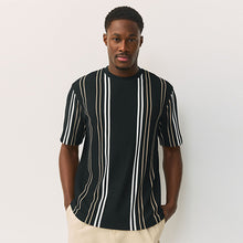 Load image into Gallery viewer, Black and Neutral Smart Vertical Stripe T-Shirt