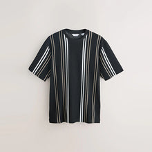 Load image into Gallery viewer, Black and Neutral Smart Vertical Stripe T-Shirt