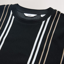 Load image into Gallery viewer, Black and Neutral Smart Vertical Stripe T-Shirt