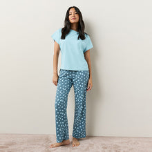 Load image into Gallery viewer, Blue Heart Short Sleeve Slogan Pyjamas