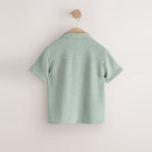 Load image into Gallery viewer, Sage Green Short Sleeves Linen Blend Revere Collar Shirt (3mths-6yrs)
