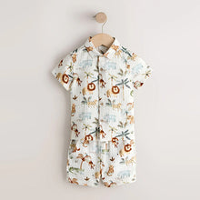 Load image into Gallery viewer, Ecru Safari Set Short Sleeve Double Cloth Shirt & Shorts Set (3mths-6yrs)