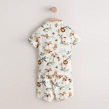 Load image into Gallery viewer, Ecru Safari Set Short Sleeve Double Cloth Shirt & Shorts Set (3mths-6yrs)