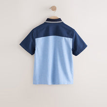 Load image into Gallery viewer, Blue/Navy Colourblock Stripe Short Sleeve Smart Shirt (3-12yrs)