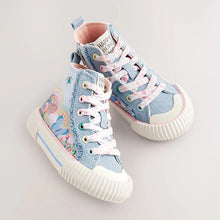 Load image into Gallery viewer, Denim Blue Rainbow Standard Fit (F) High Top Trainers