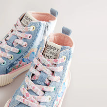 Load image into Gallery viewer, Denim Blue Rainbow Standard Fit (F) High Top Trainers