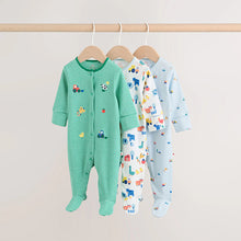 Load image into Gallery viewer, Multi Farm Baby Sleepsuits 3 Pack (0-18mths)