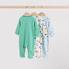 Load image into Gallery viewer, Multi Farm Baby Sleepsuits 3 Pack (0-18mths)