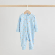 Load image into Gallery viewer, Blue Bear Way Zip Baby Sleepsuits 3 Pack (0-18mths)