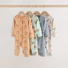 Load image into Gallery viewer, Multi Safari Animal Baby Sleepsuits 4 Pack (0mths-2yrs)