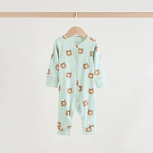 Load image into Gallery viewer, Multi Safari Animal Baby Sleepsuits 4 Pack (0mths-2yrs)