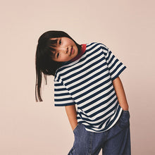 Load image into Gallery viewer, Blue Stripe Textured Oversized T-Shirt (3-12yrs)