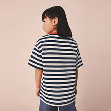 Load image into Gallery viewer, Blue Stripe Textured Oversized T-Shirt (3-12yrs)