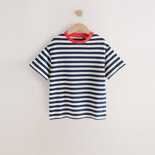 Load image into Gallery viewer, Blue Stripe Textured Oversized T-Shirt (3-12yrs)