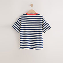 Load image into Gallery viewer, Blue Stripe Textured Oversized T-Shirt (3-12yrs)