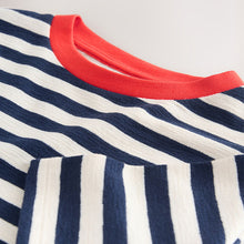 Load image into Gallery viewer, Blue Stripe Textured Oversized T-Shirt (3-12yrs)