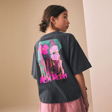 Load image into Gallery viewer, Black Bright Floral Oversized Graphic Print T-Shirt (3-12yrs)