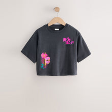 Load image into Gallery viewer, Black Bright Floral Oversized Graphic Print T-Shirt (3-12yrs)