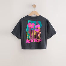 Load image into Gallery viewer, Black Bright Floral Oversized Graphic Print T-Shirt (3-12yrs)