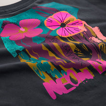 Load image into Gallery viewer, Black Bright Floral Oversized Graphic Print T-Shirt (3-12yrs)