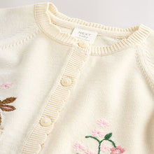 Load image into Gallery viewer, Natural Embroidered Baby Bunny Cardigan (0mths-2yrs)