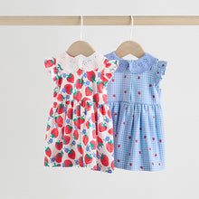 Load image into Gallery viewer, White Strawberry Baby Short Sleeve Dresse 2 Pack (0mths-2yrs)