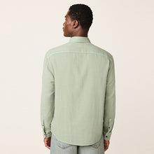 Load image into Gallery viewer, Green Regular Fit Textured Twin Pocket Long Sleeve Shirt