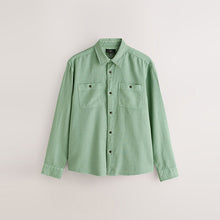 Load image into Gallery viewer, Green Regular Fit Textured Twin Pocket Long Sleeve Shirt