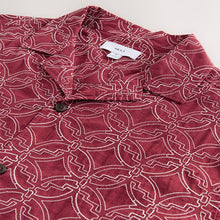 Load image into Gallery viewer, Red Textured Embroidered Tile Short Sleeve Shirt