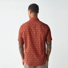 Load image into Gallery viewer, Red Cotton Linen Printed Short Sleeve Shirt