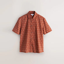 Load image into Gallery viewer, Red Cotton Linen Printed Short Sleeve Shirt