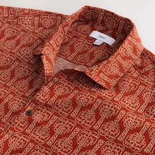 Load image into Gallery viewer, Red Cotton Linen Printed Short Sleeve Shirt