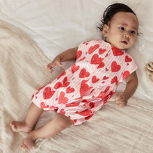 Load image into Gallery viewer, Red Heart Printed Button Through Button Through Baby Rompers 3 Pack