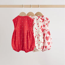 Load image into Gallery viewer, Red Heart Printed Button Through Button Through Baby Rompers 3 Pack