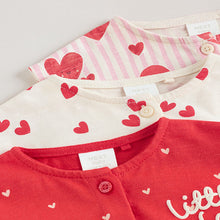 Load image into Gallery viewer, Red Heart Printed Button Through Button Through Baby Rompers 3 Pack
