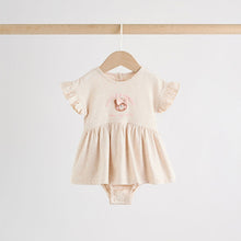 Load image into Gallery viewer, Pink Bear Embroidered Jersey Baby Rompers 3 Pack